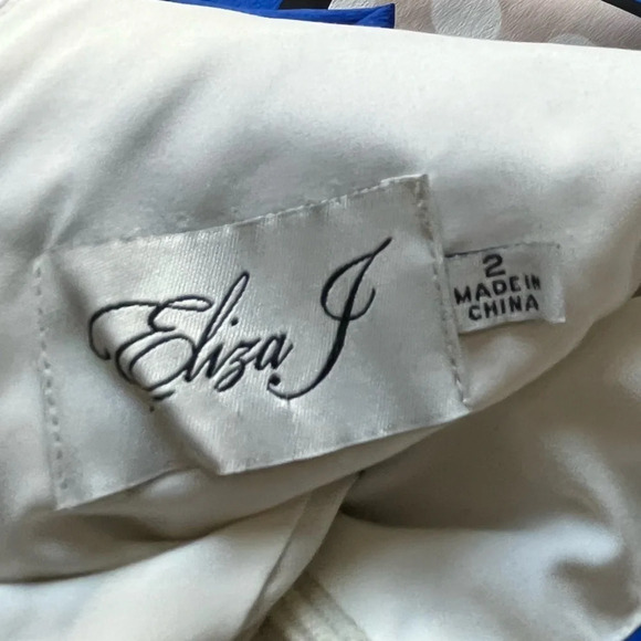 ELIZA J long maxi Halter Dress blue cream tan black 2 - Picture 3 of 14